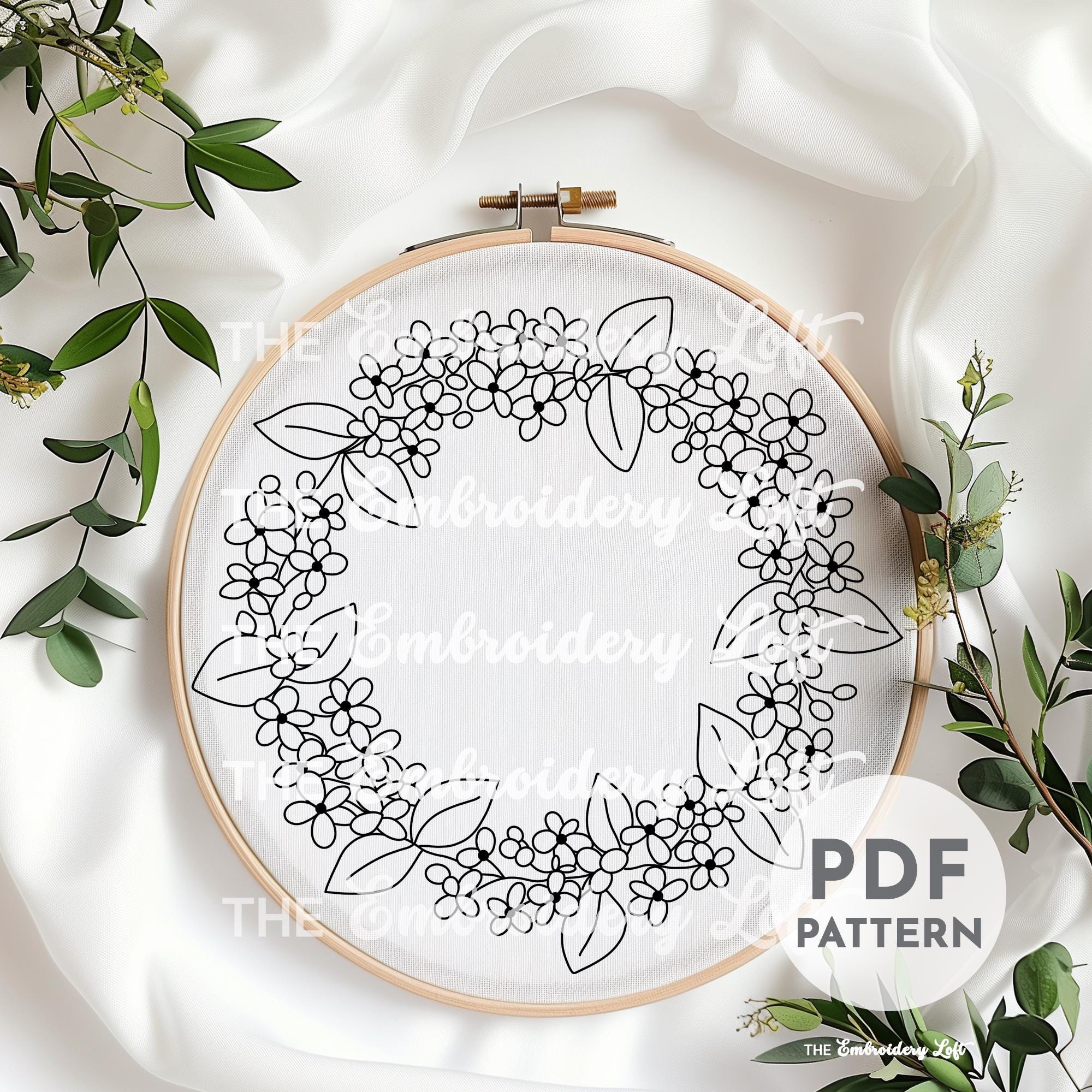Lilac Wreath Hand Embroidery Pattern
