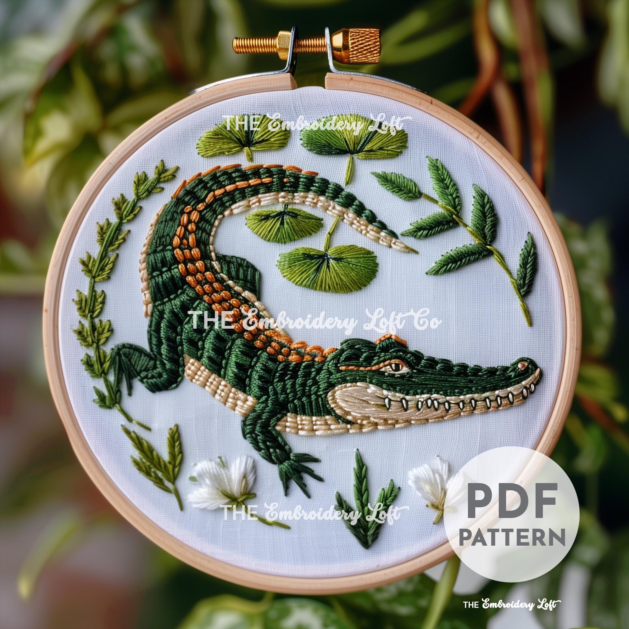 Alligator Hand Embroidery Pattern