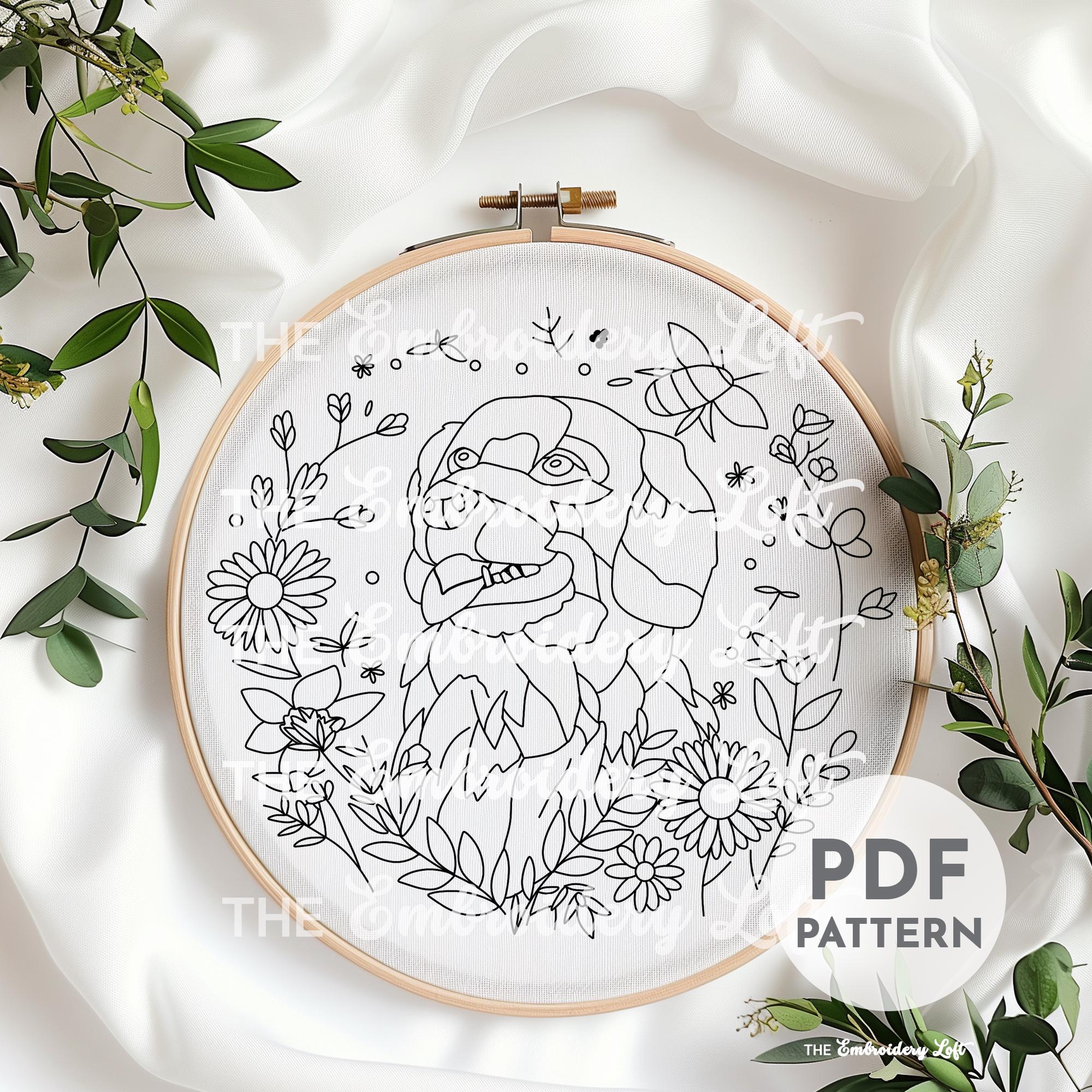 Golden Retriever Hand Embroidery Pattern