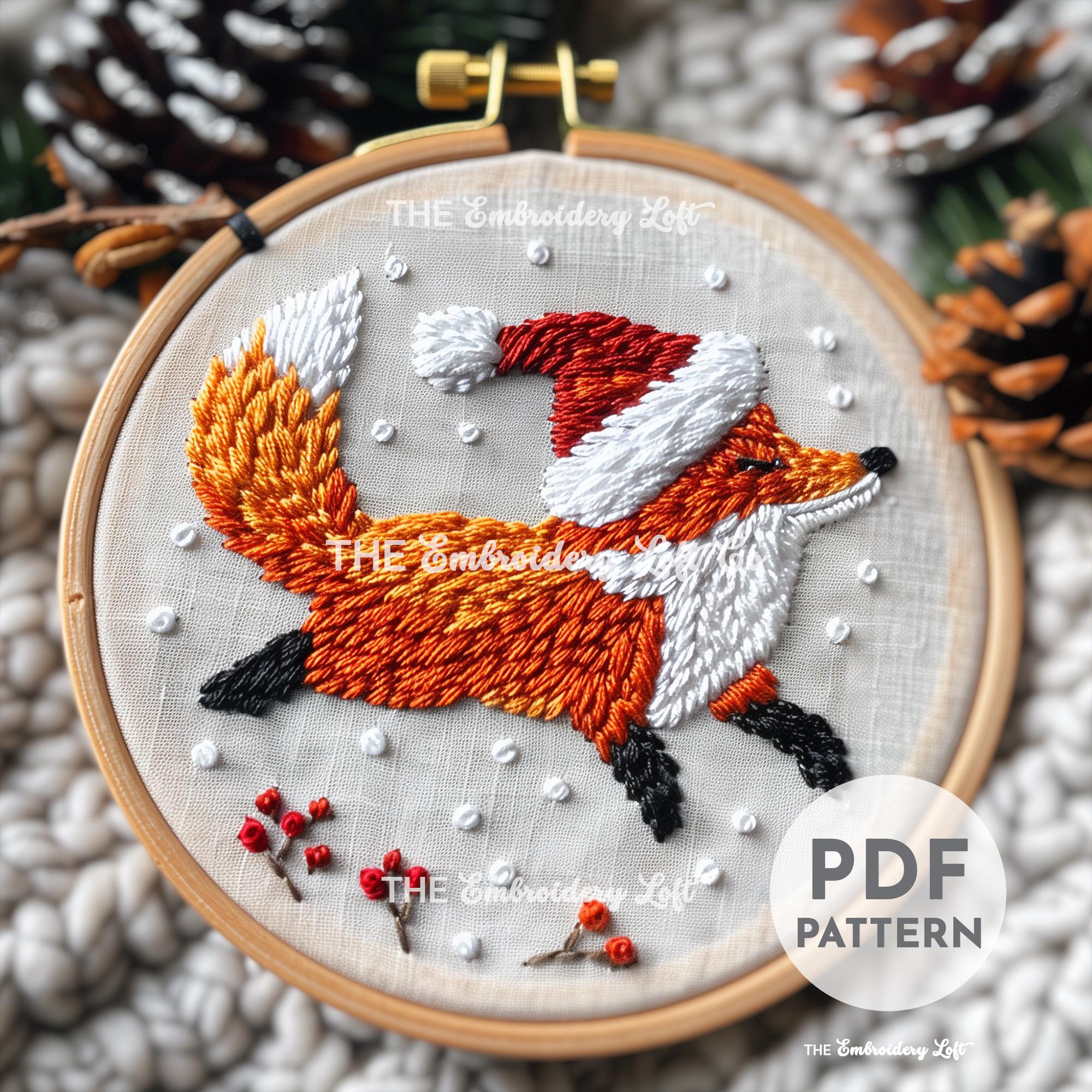 Winter Fox Hand Embroidery Pattern