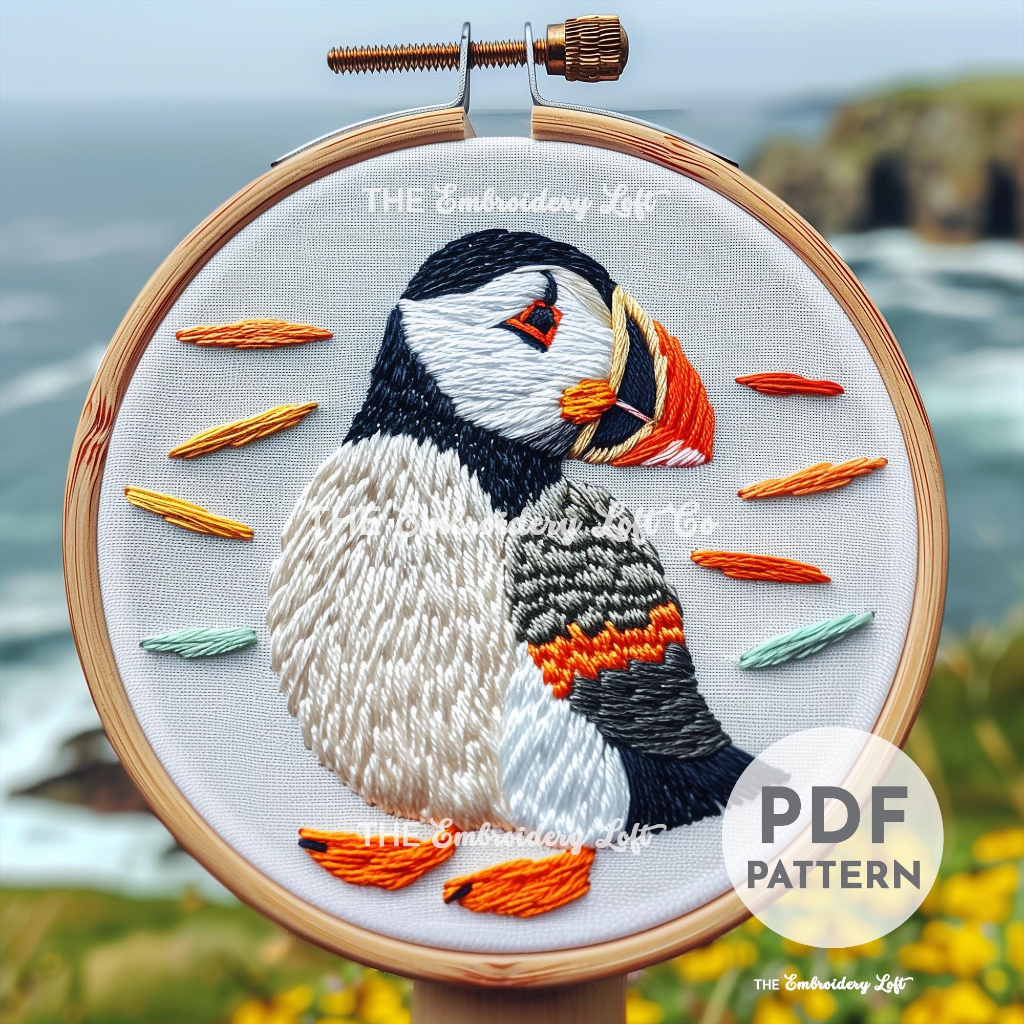 Puffin Hand Embroidery Pattern