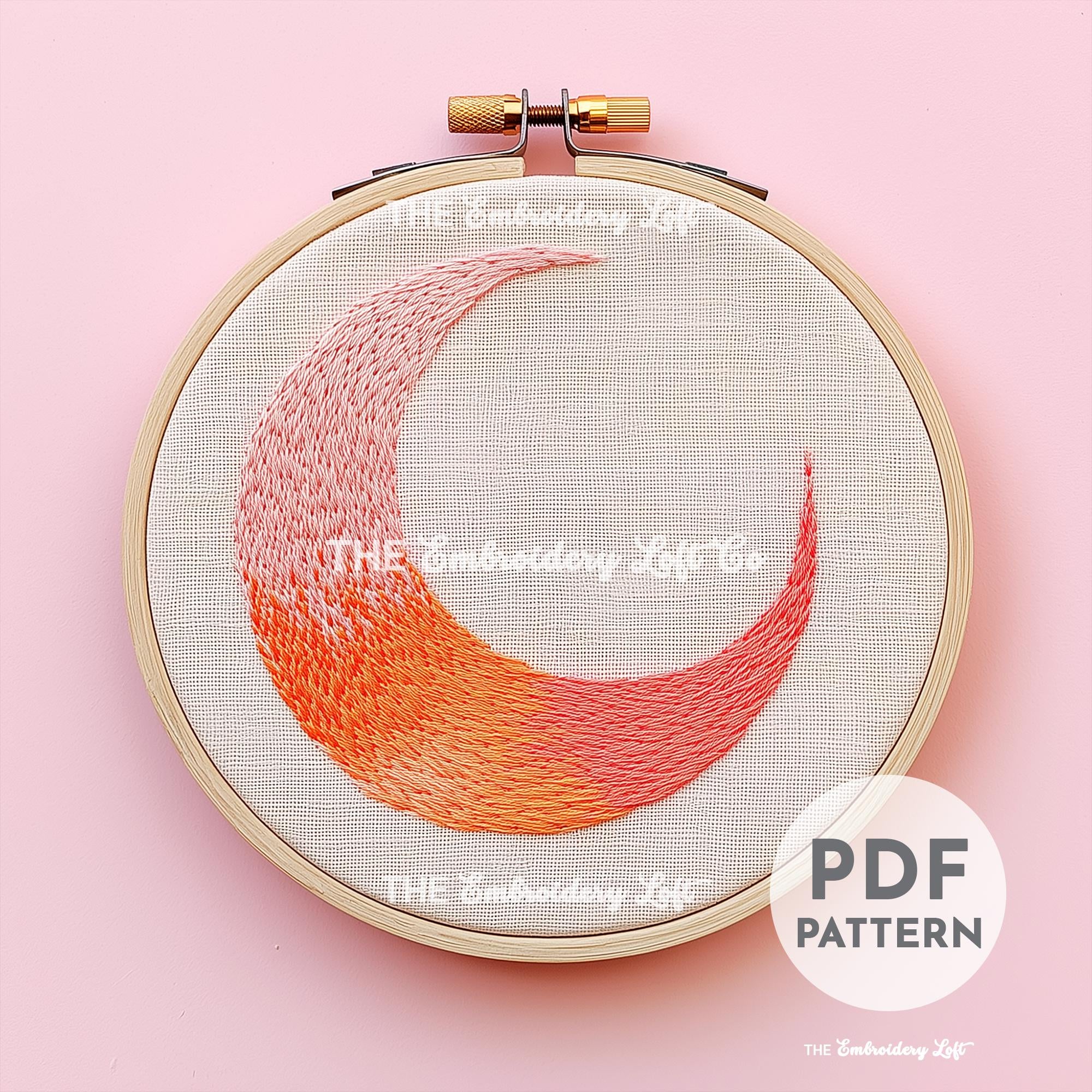 Pink Moon Hand Embroidery Pattern