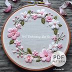 Pink and White Hand Embroidery Pattern