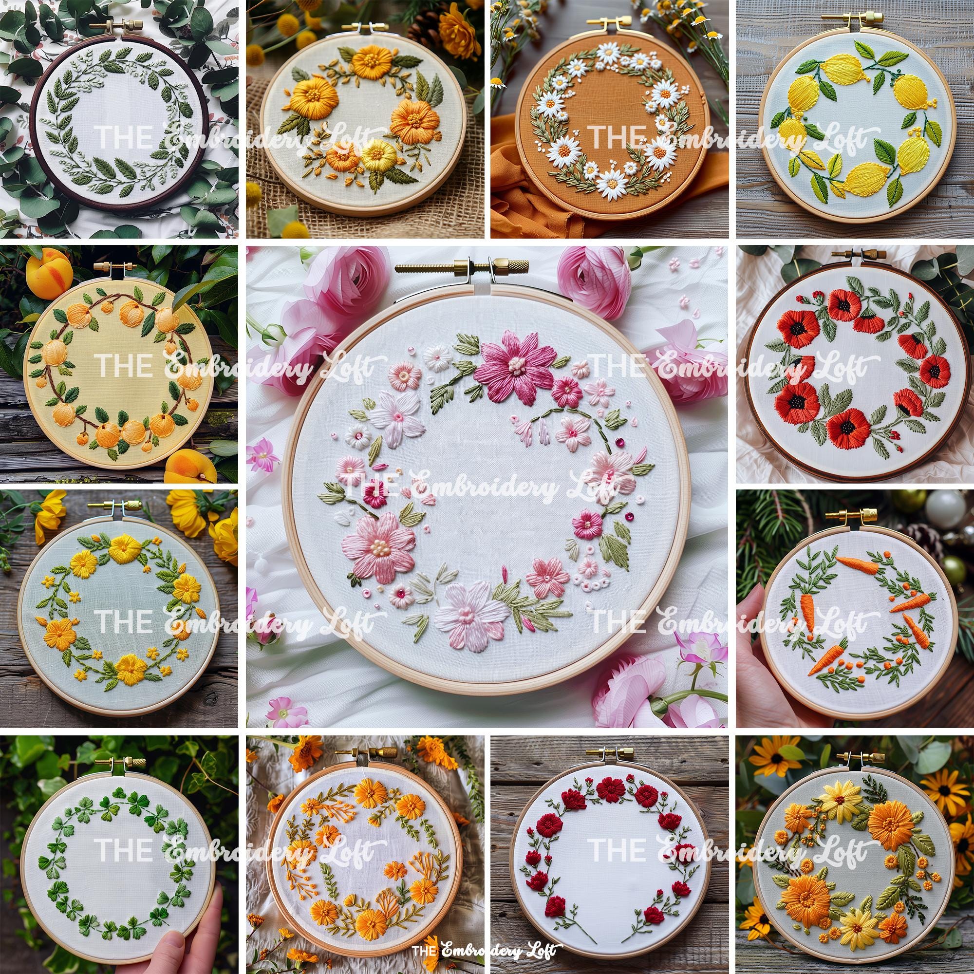 MINI COLLECTION, Wreaths Hand Embroidery Pattern Collection, Current and Future Designs, Lifetime Access, Hand Embroidery, Embroidery PDF