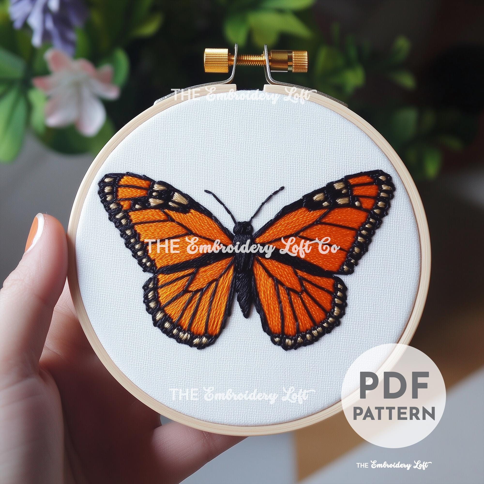 Monarch Butterfly Hand Embroidery Pattern