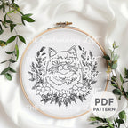 Siberian Cat Hand Embroidery Pattern