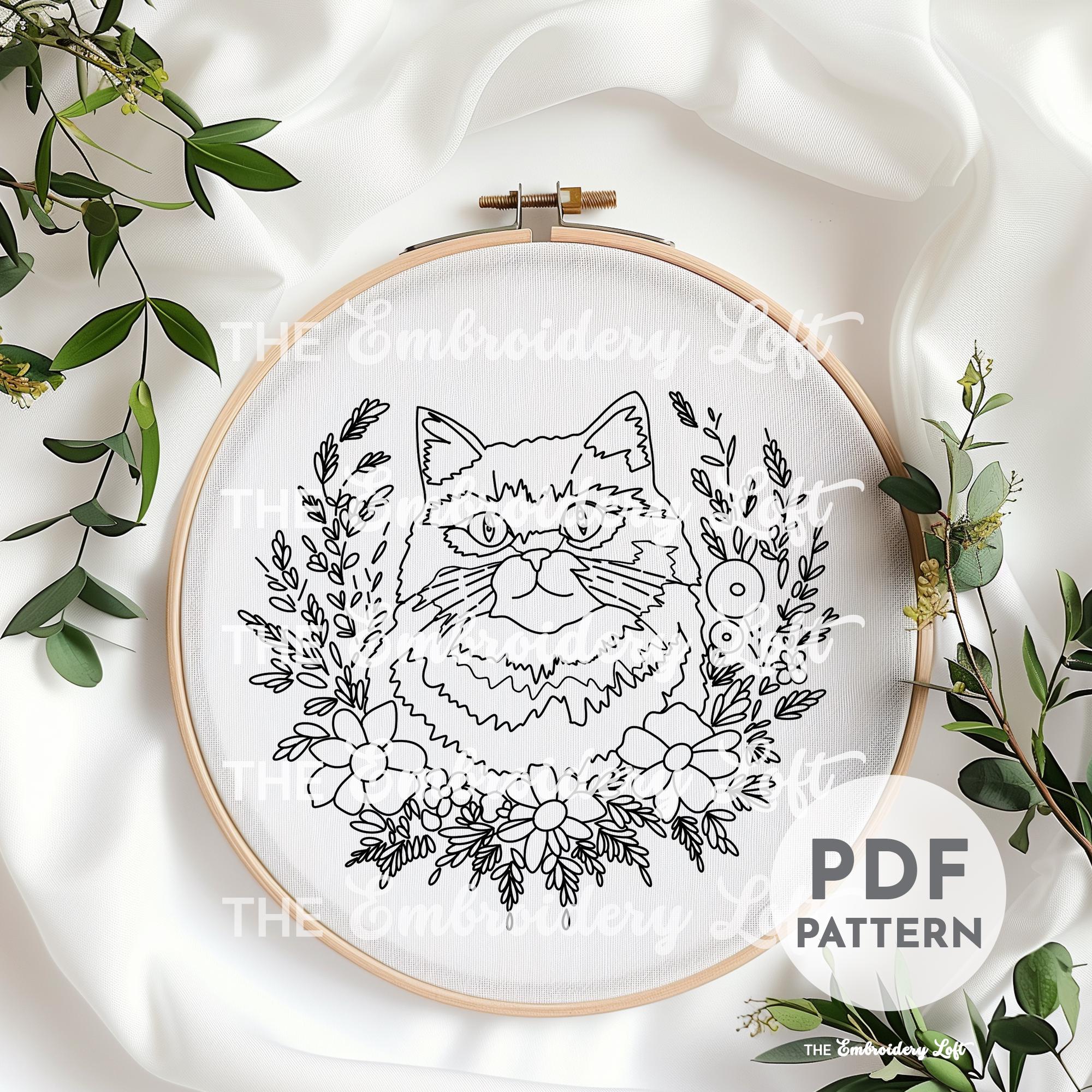 Siberian Cat Hand Embroidery Pattern