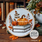 Autumn Books Hand Embroidery Pattern