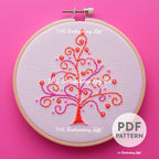 Pink Christmas Tree Hand Embroidery Pattern