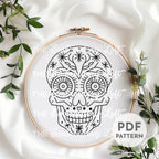 Pink Calaca Hand Embroidery Pattern