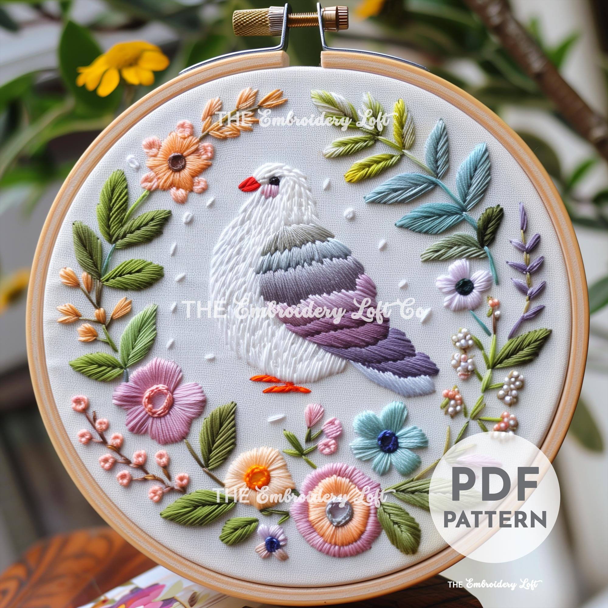 Pigeon Hand Embroidery Pattern