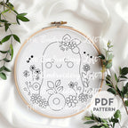 Floral Ghost Hand Embroidery Pattern