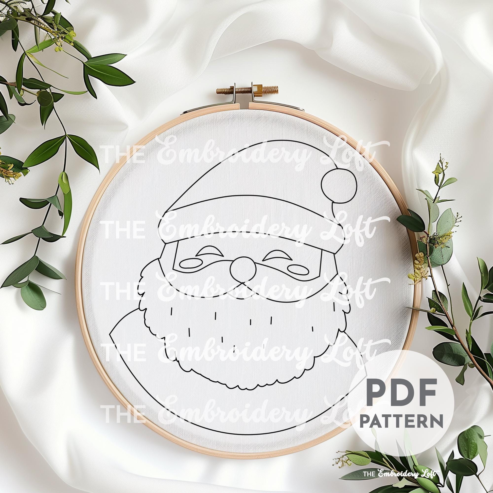Pink Santa Hand Embroidery Pattern