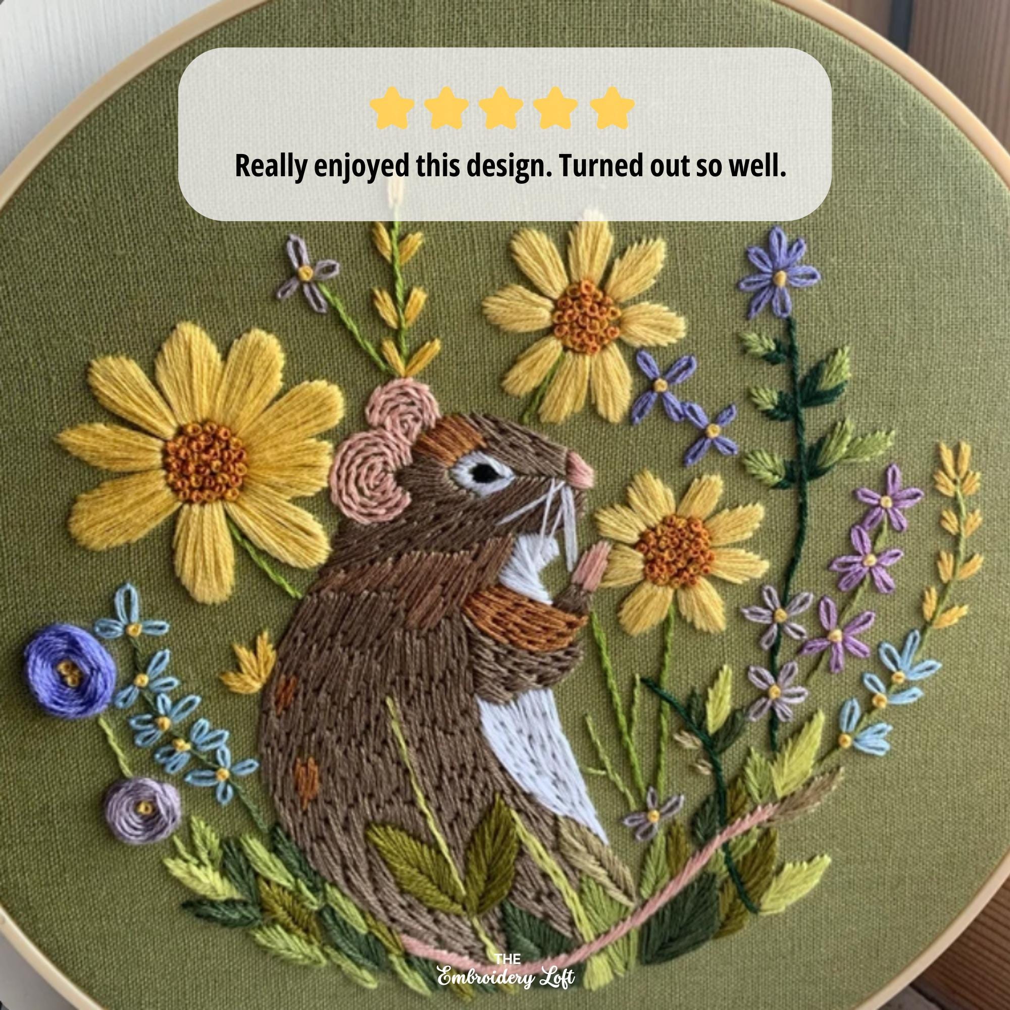 Garden Mouse Hand Embroidery Pattern