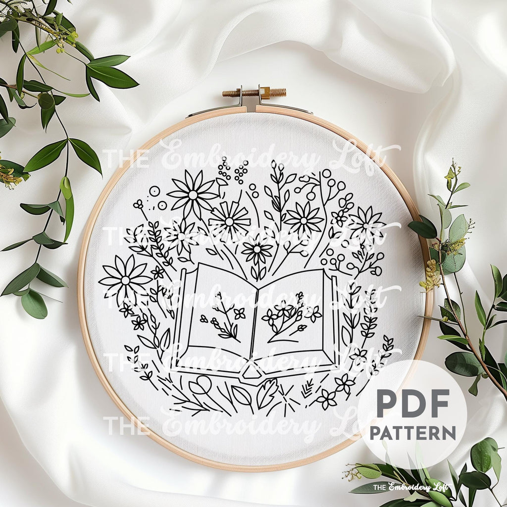 Floral Book Hand Embroidery Pattern