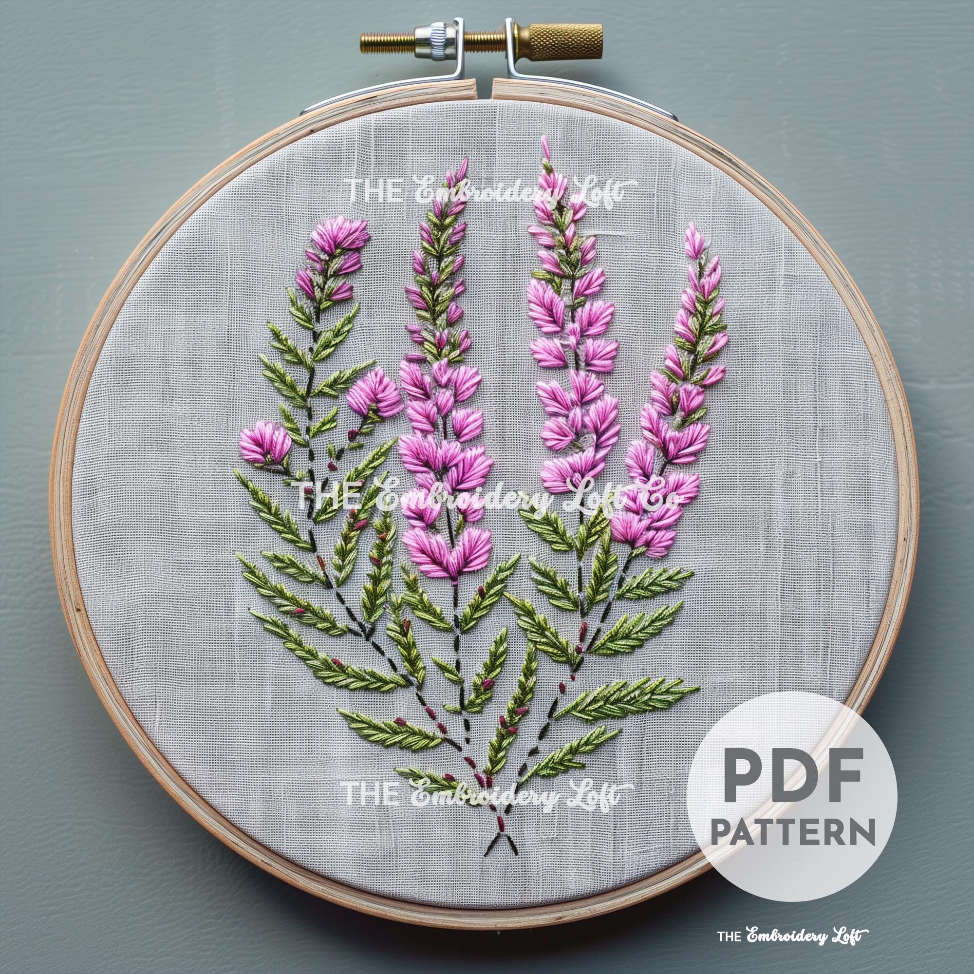 Pink Highland Heathers Hand Embroidery Pattern