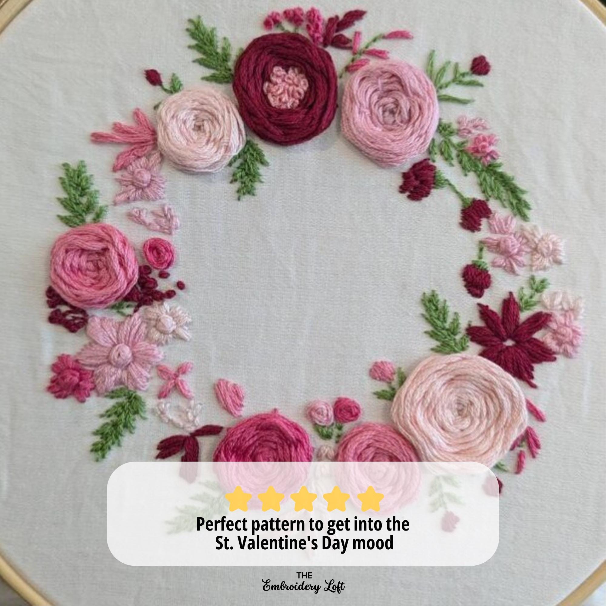 Rose Wreath Hand Embroidery Pattern
