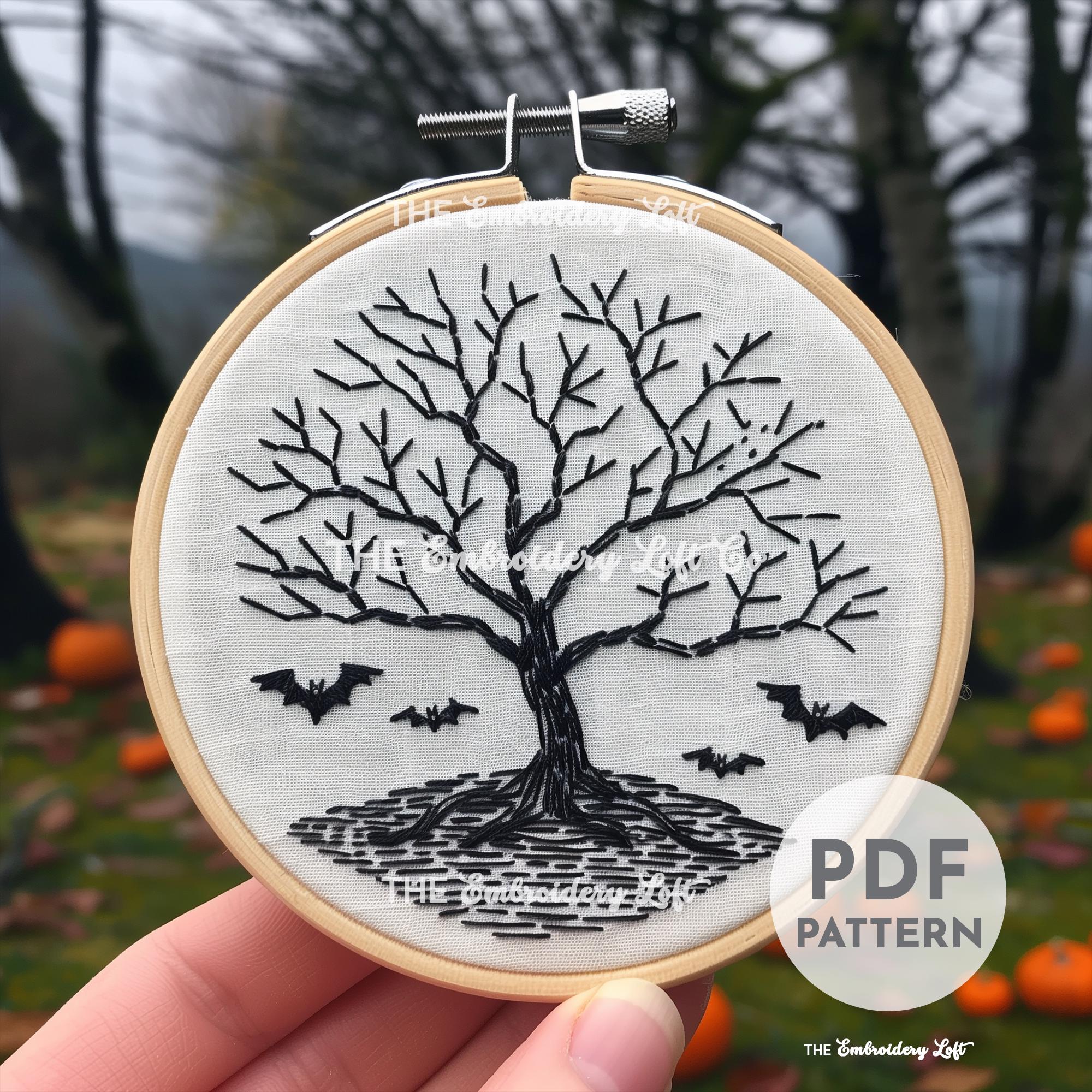 Spooky Tree Hand Embroidery Pattern