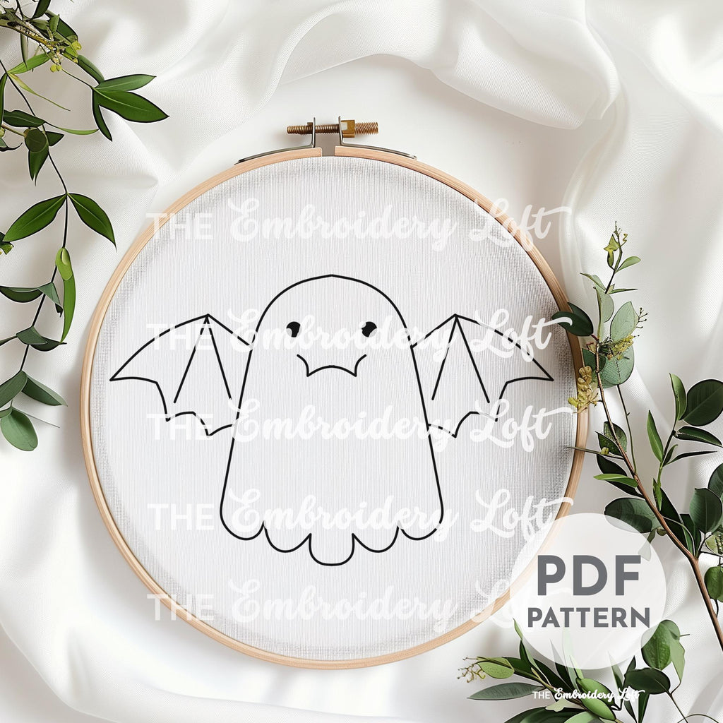 Batty Ghost Hand Embroidery Pattern