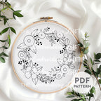 Spooky Wreath Hand Embroidery Pattern