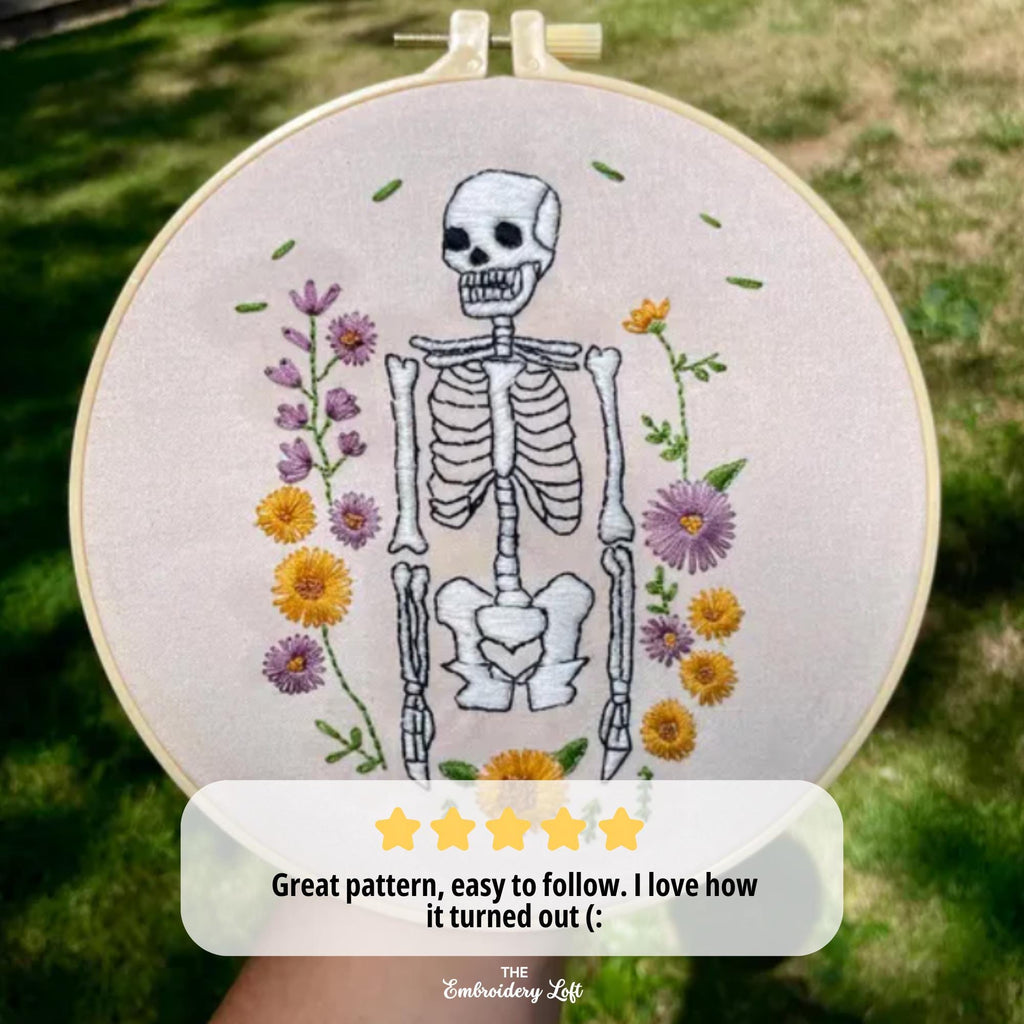 Spooky Skeleton Hand Embroidery Pattern