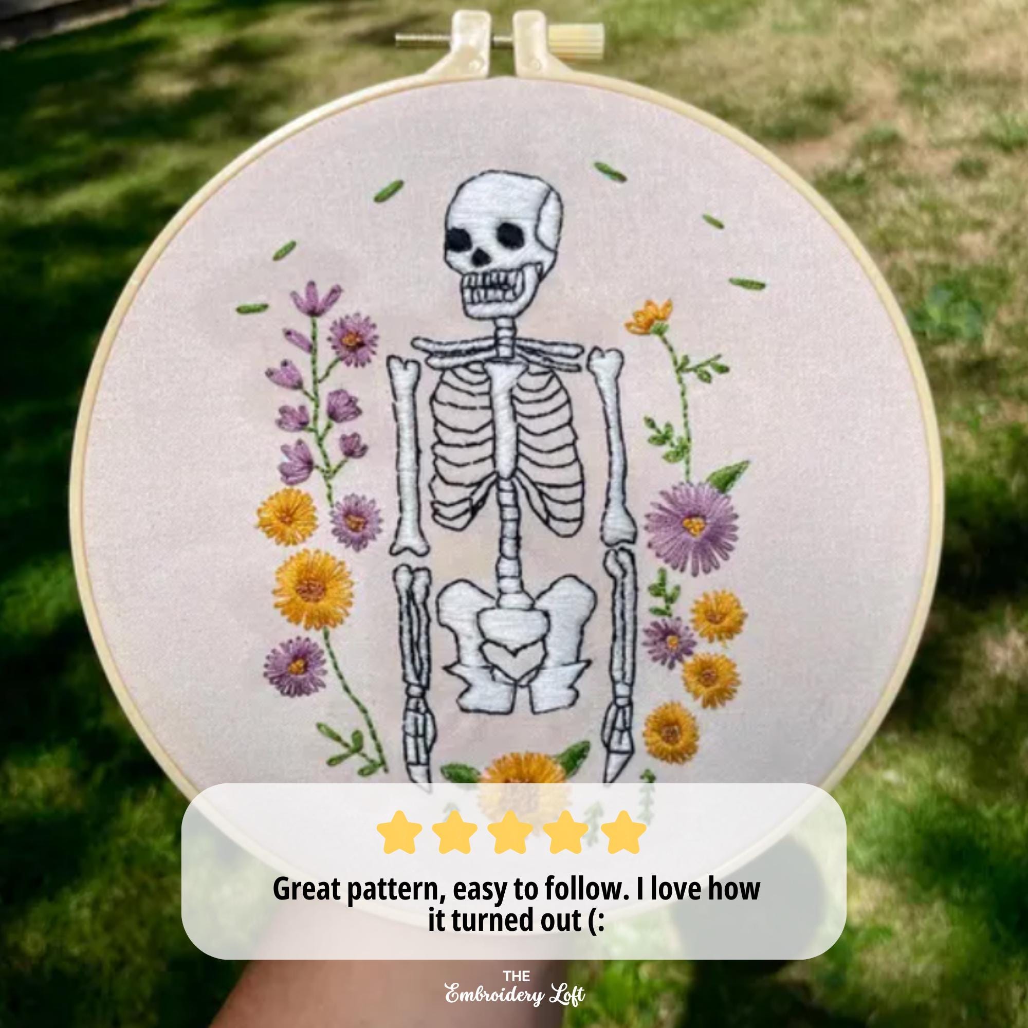 Spooky Skeleton Hand Embroidery Pattern