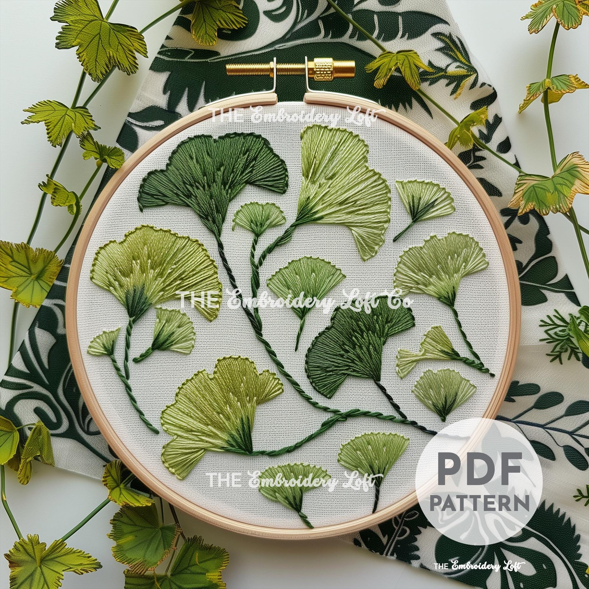 Ginkgo Leaves Hand Embroidery Pattern