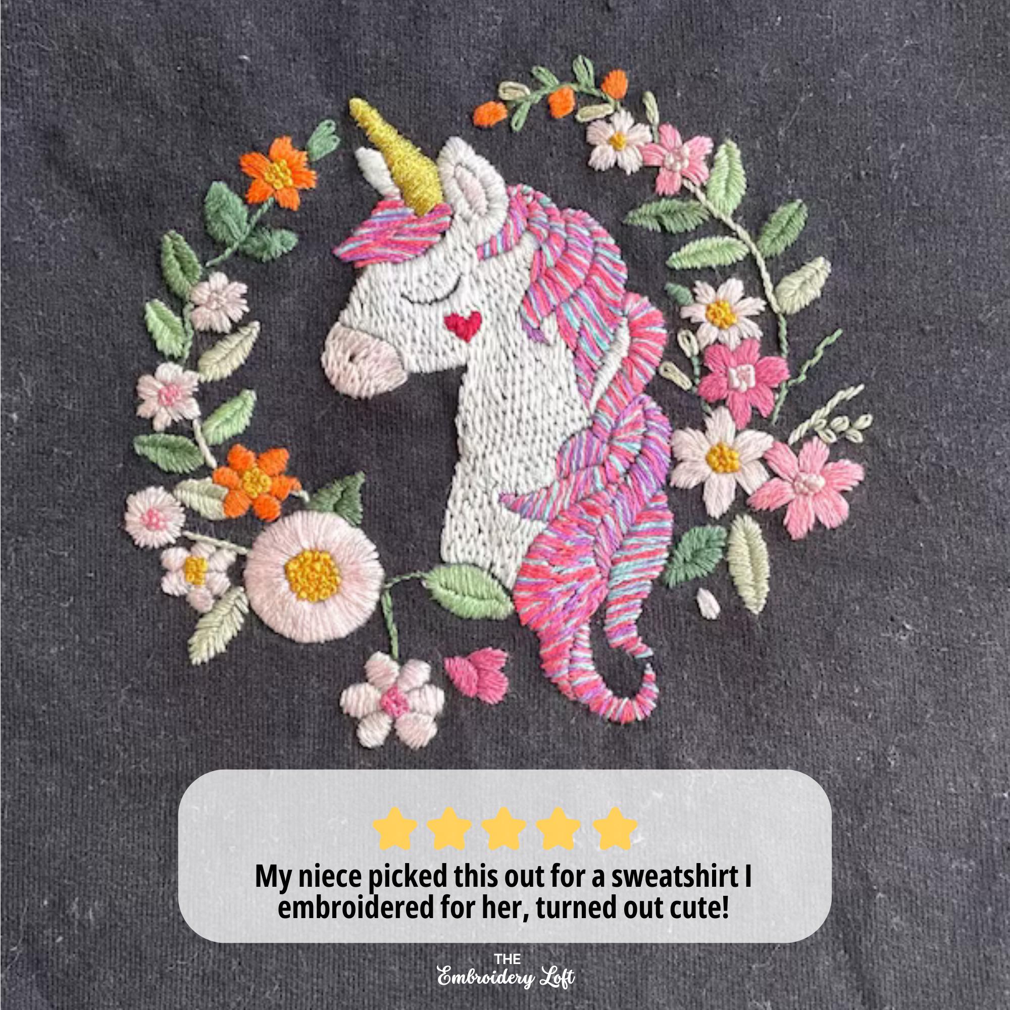 Pink Unicorn Hand Embroidery Pattern