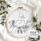 Red Cardinal Hand Embroidery Pattern