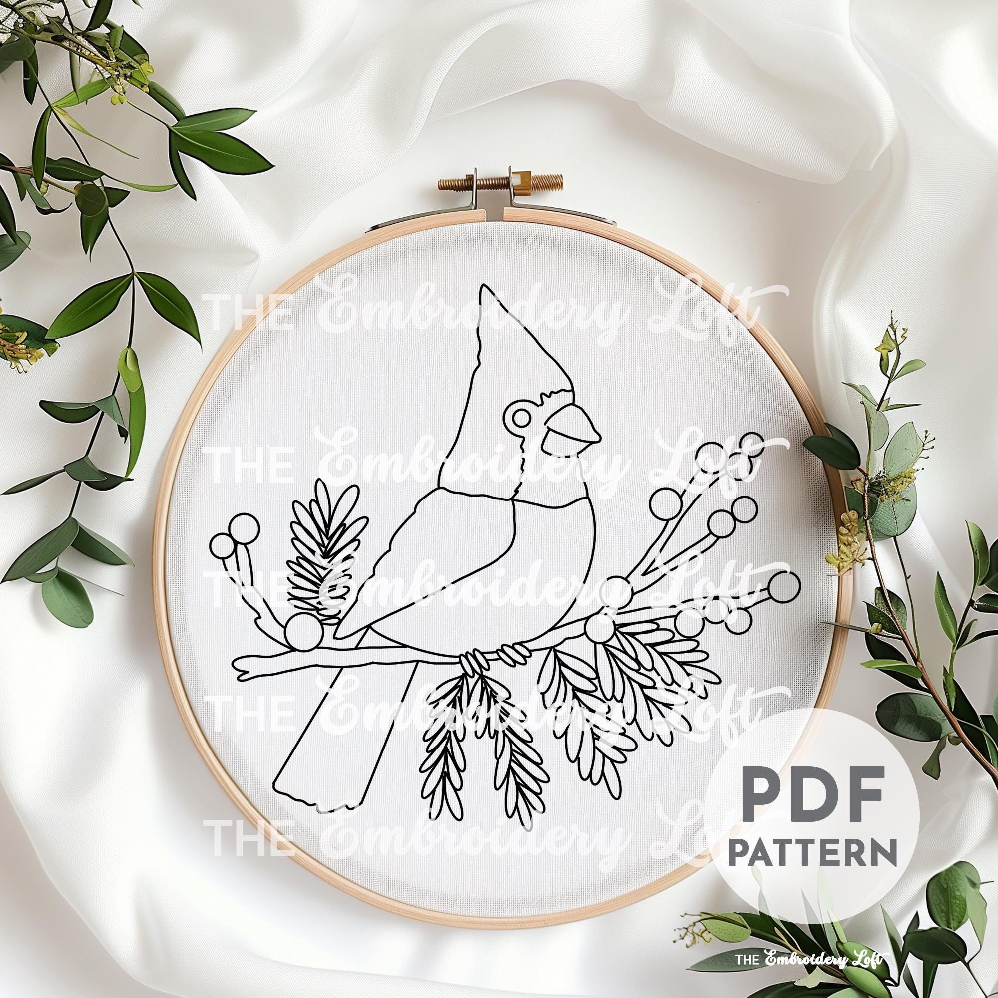 Red Cardinal Hand Embroidery Pattern