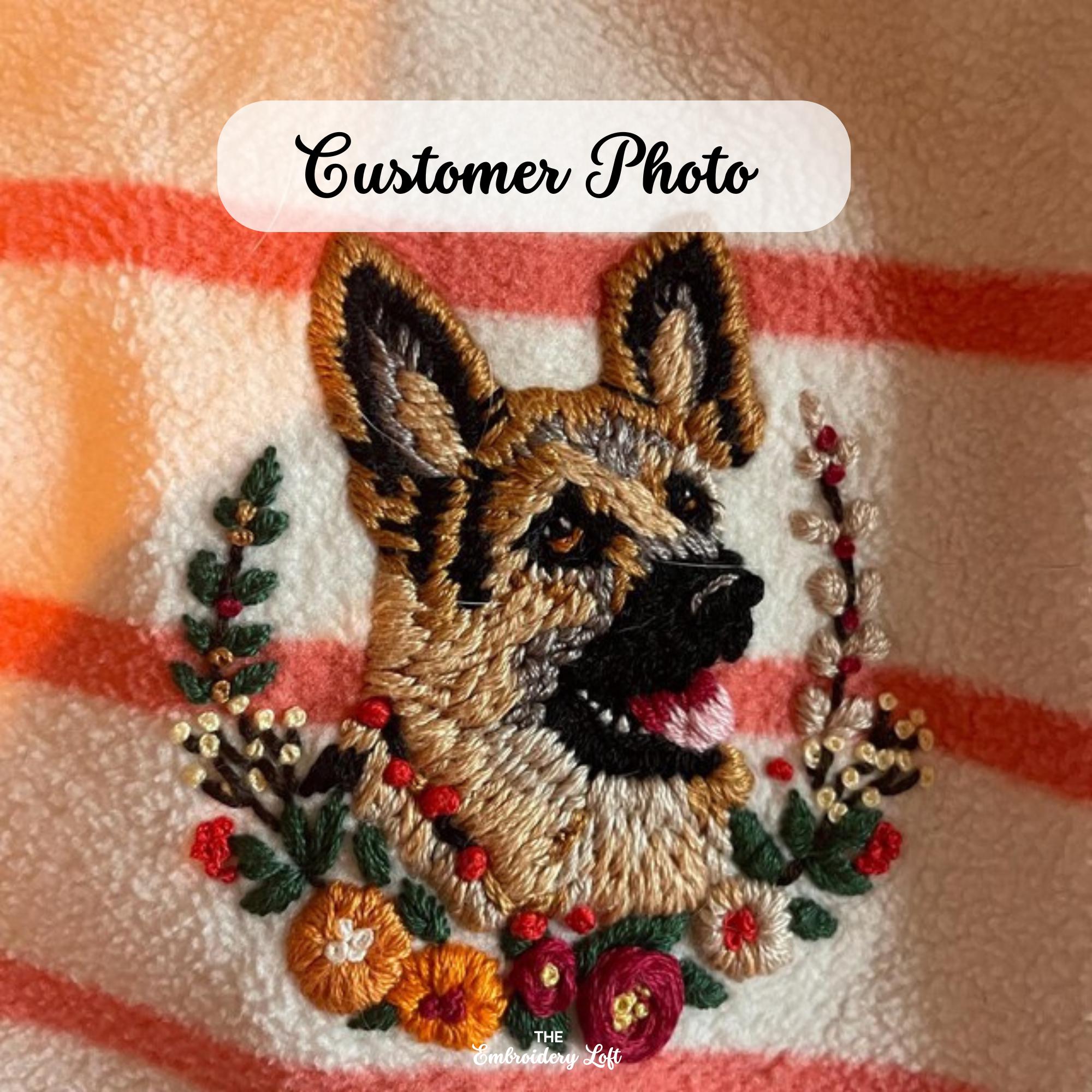 German Shepherd Hand Embroidery Pattern
