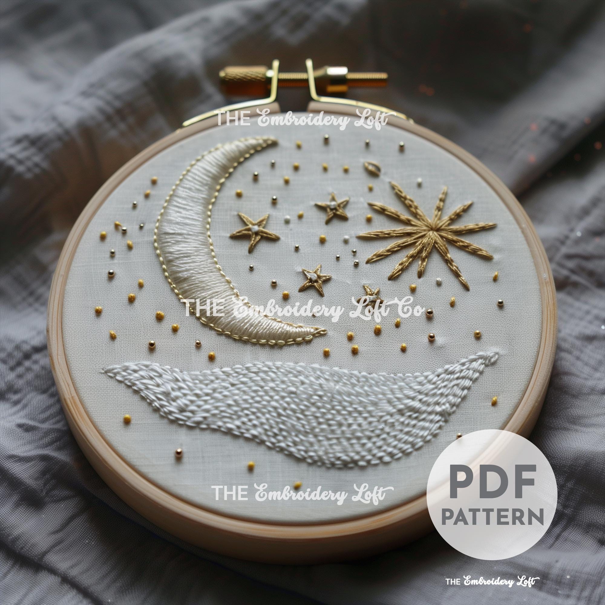 Winter Moon Hand Embroidery Pattern