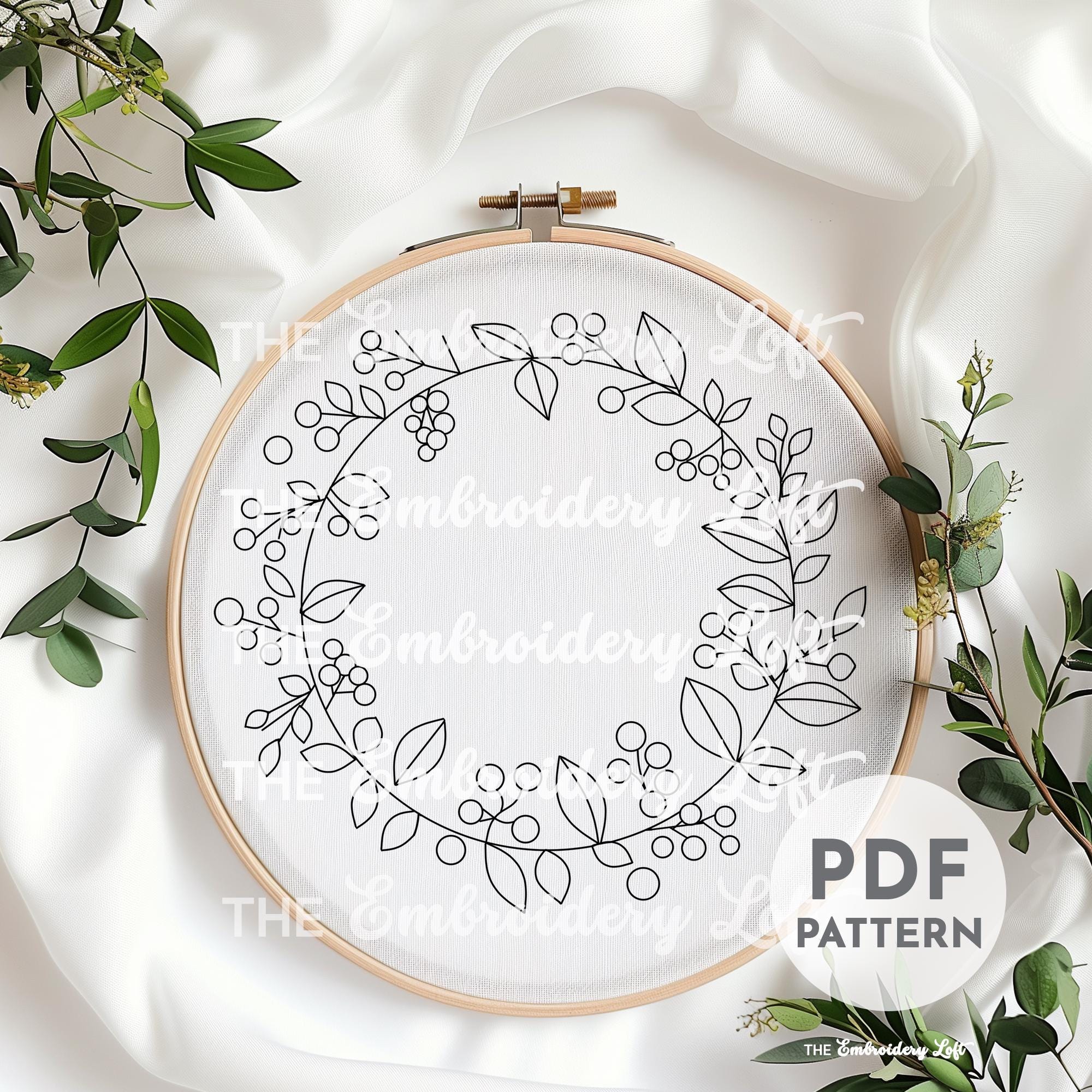 Autumn Wreath Hand Embroidery Pattern