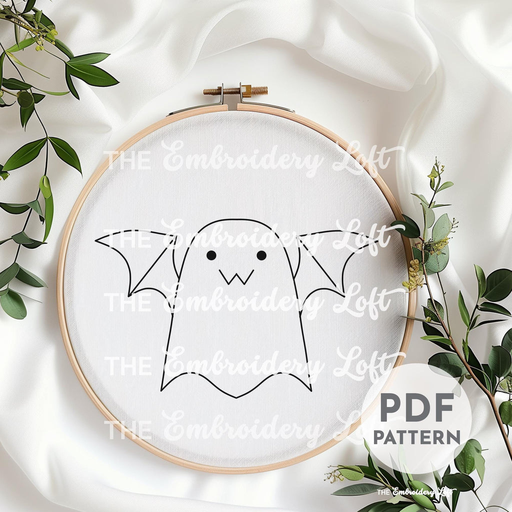 Batty Ghost Hand Embroidery Pattern