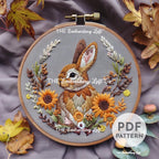 Woodland Rabbit Hand Embroidery Pattern