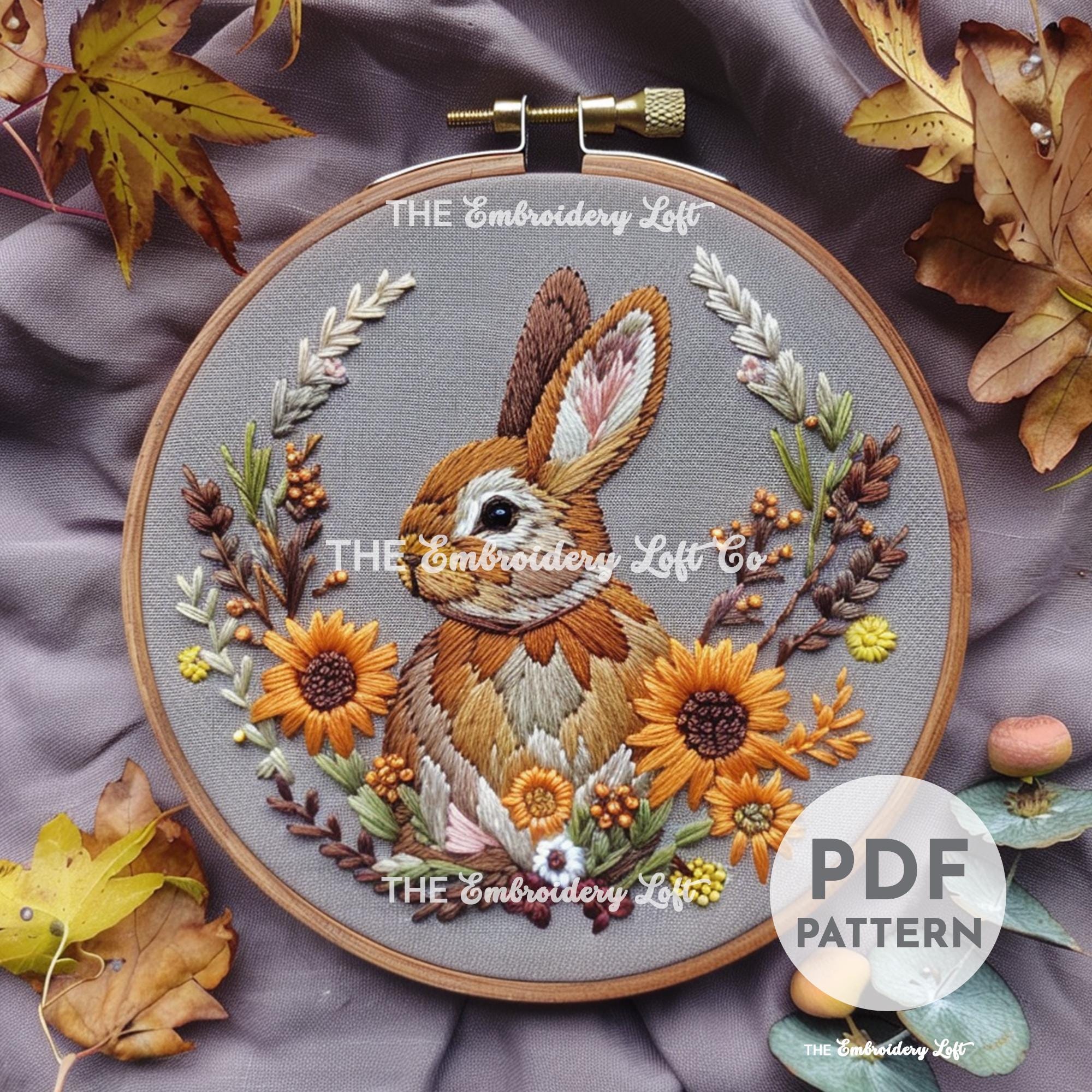 Woodland Rabbit Hand Embroidery Pattern