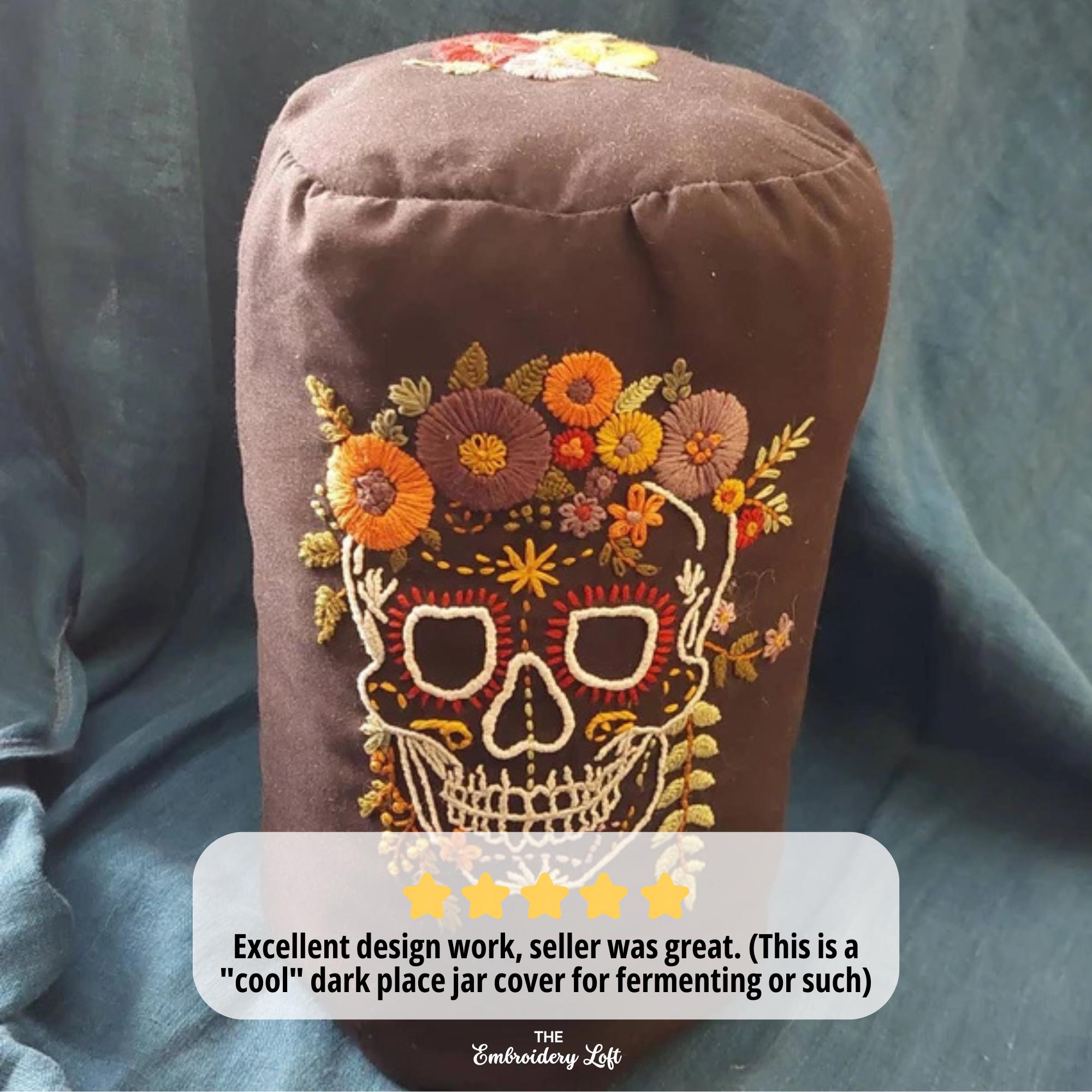 Floral Skull Hand Embroidery Pattern