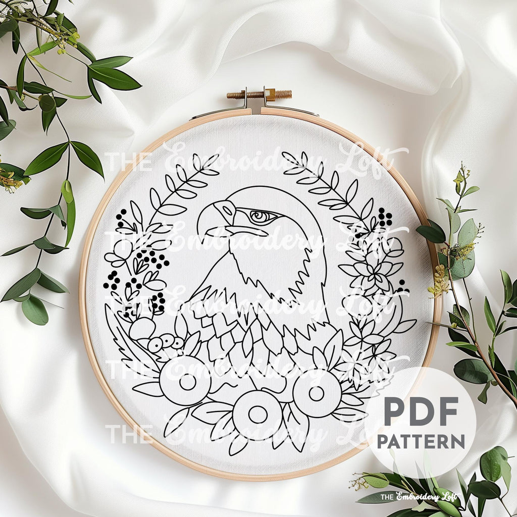 American Bald Eagle Hand Embroidery Pattern