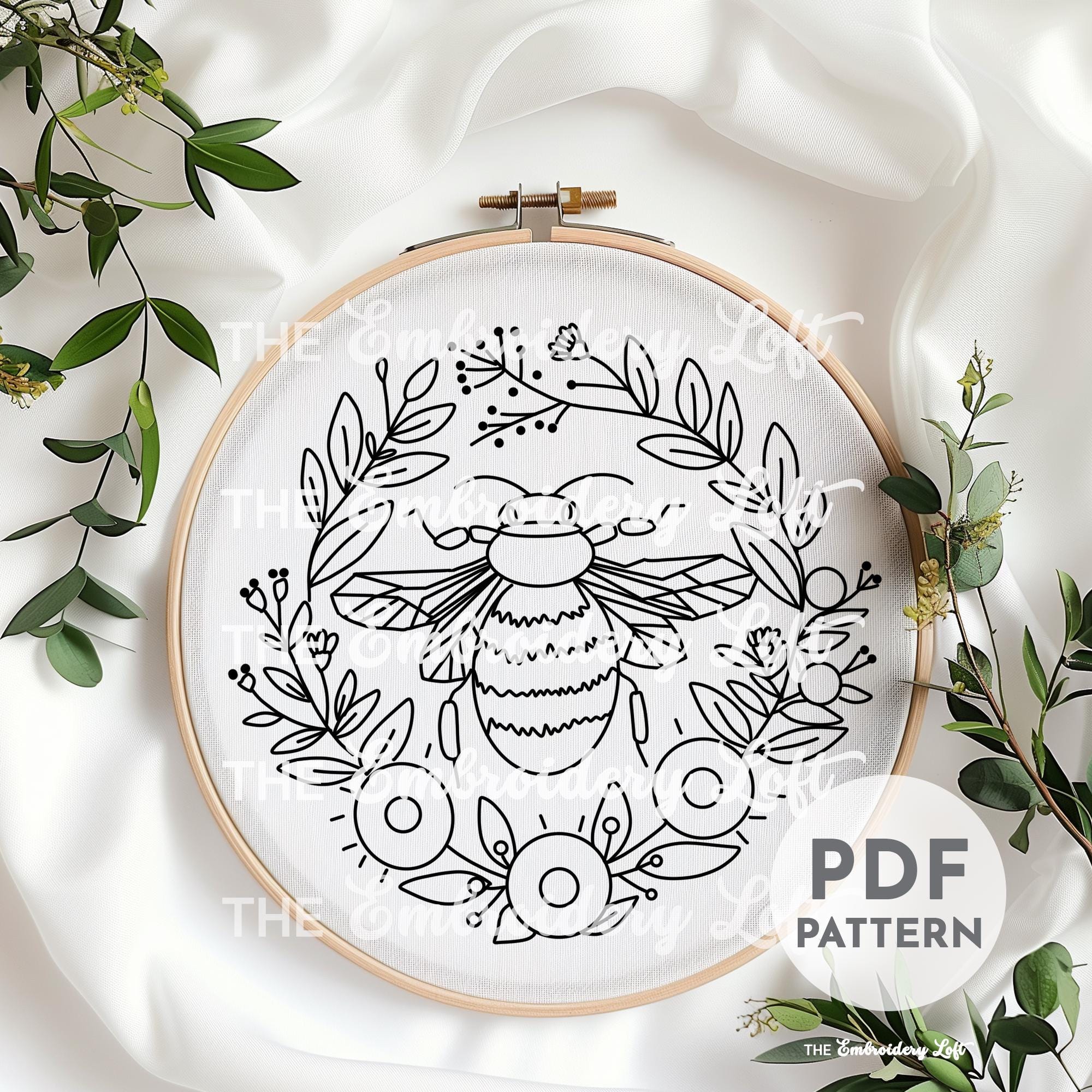 Honey Bee Hand Embroidery Pattern