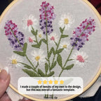 Meadow of White Daisies and Purple Lavender Hand Embroidery Pattern
