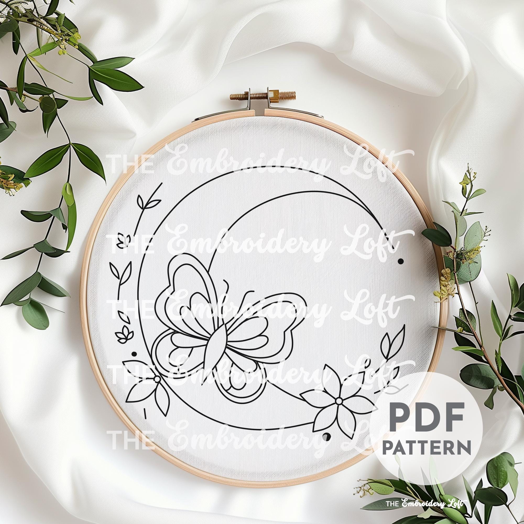 Celestial Butterfly Hand Embroidery Pattern