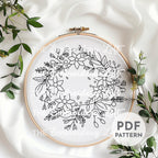 Golden Winter Wreath Hand Embroidery Pattern