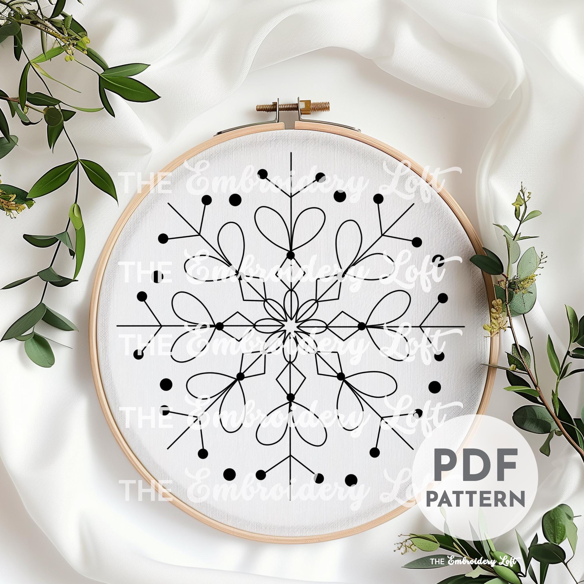 Blue Snowflake Hand Embroidery Pattern