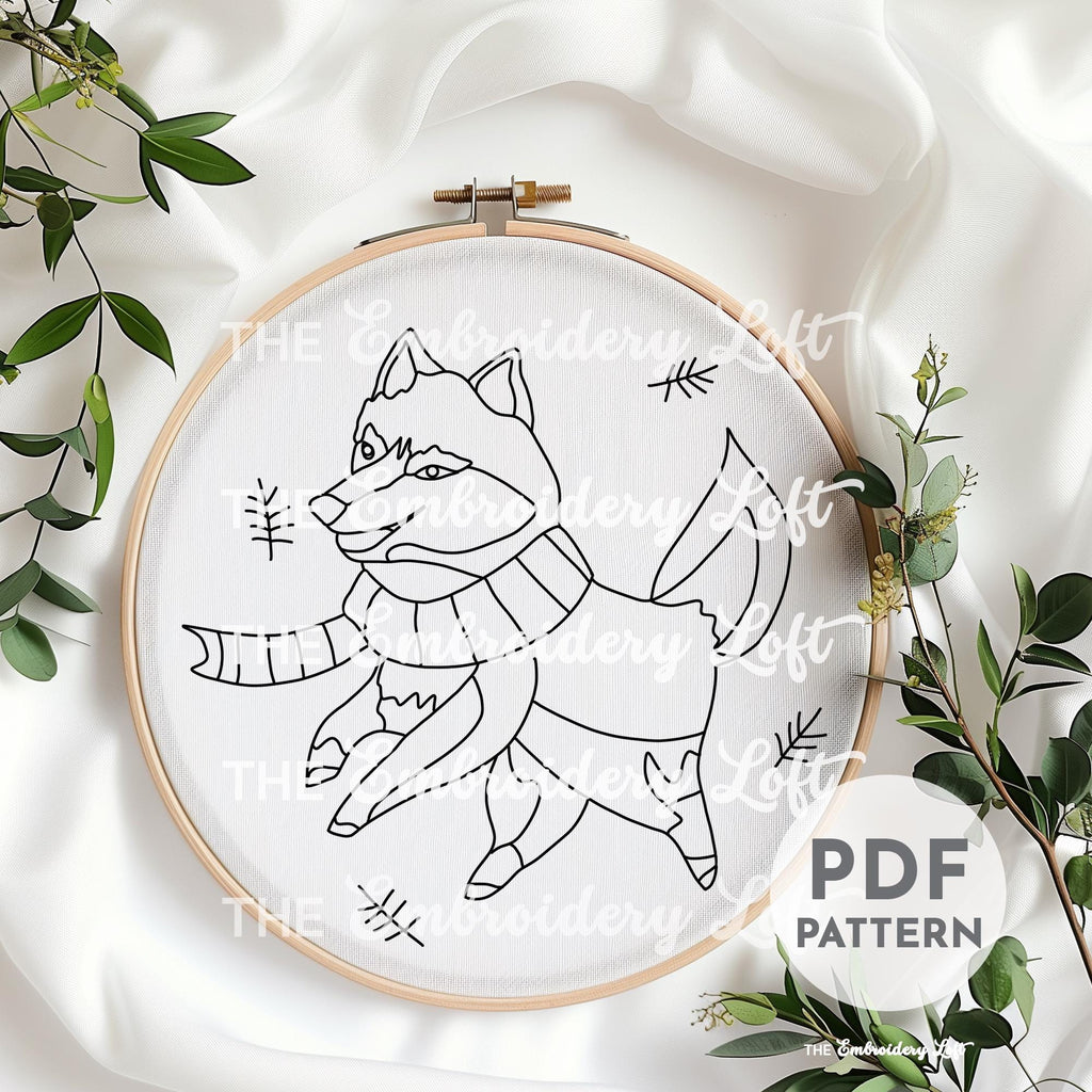 Autumn Wolf Hand Embroidery Pattern