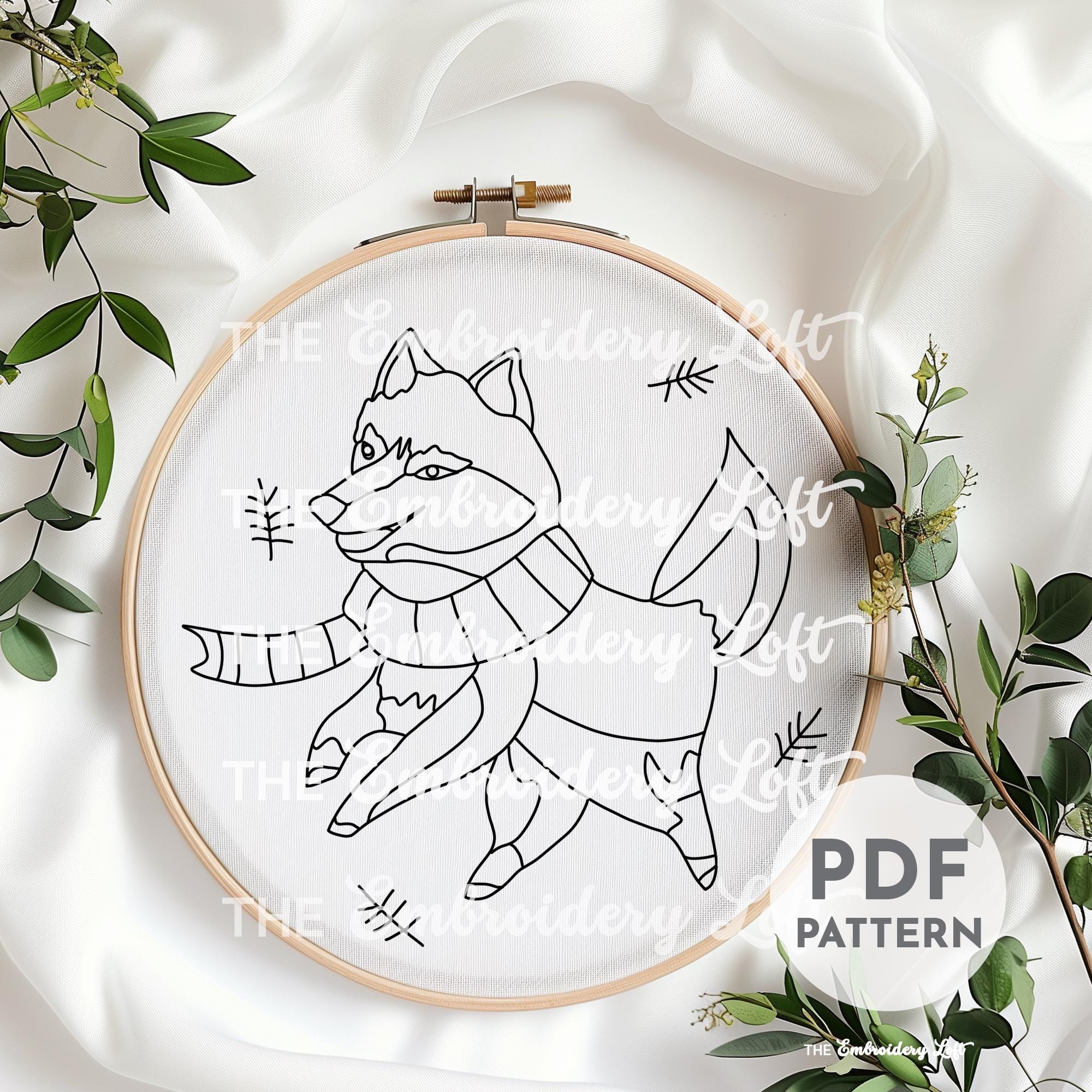 Autumn Wolf Hand Embroidery Pattern