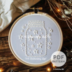 White Jar of Stars Hand Embroidery Pattern