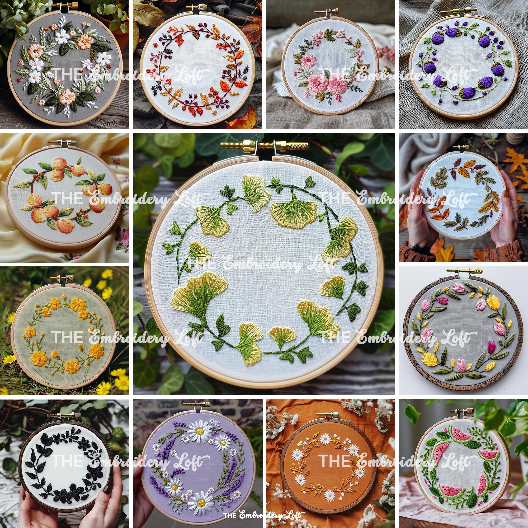 MINI COLLECTION, Wreaths Hand Embroidery Pattern Collection, Current and Future Designs, Lifetime Access, Hand Embroidery, Embroidery PDF
