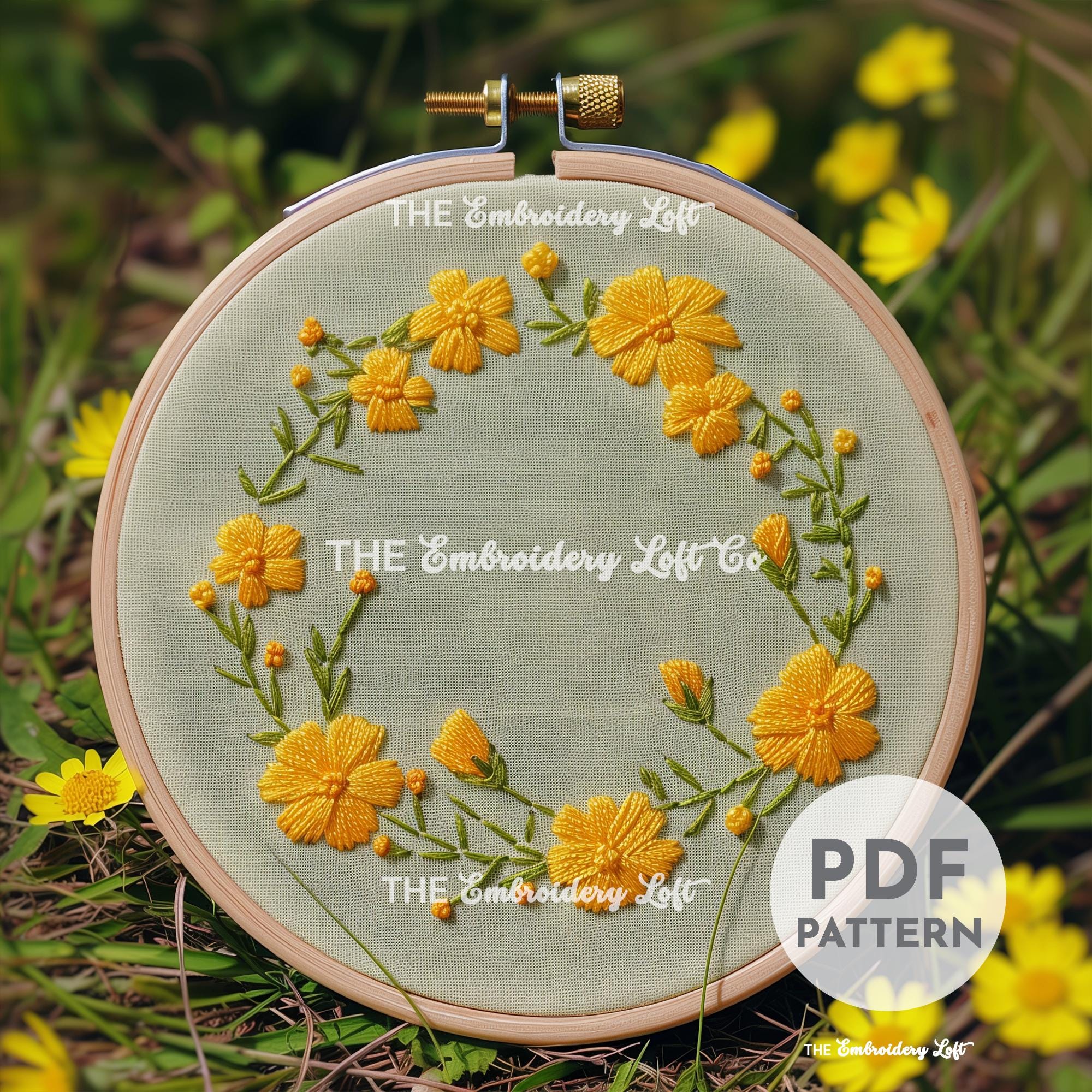 Buttercup Wreath Hand Embroidery Pattern