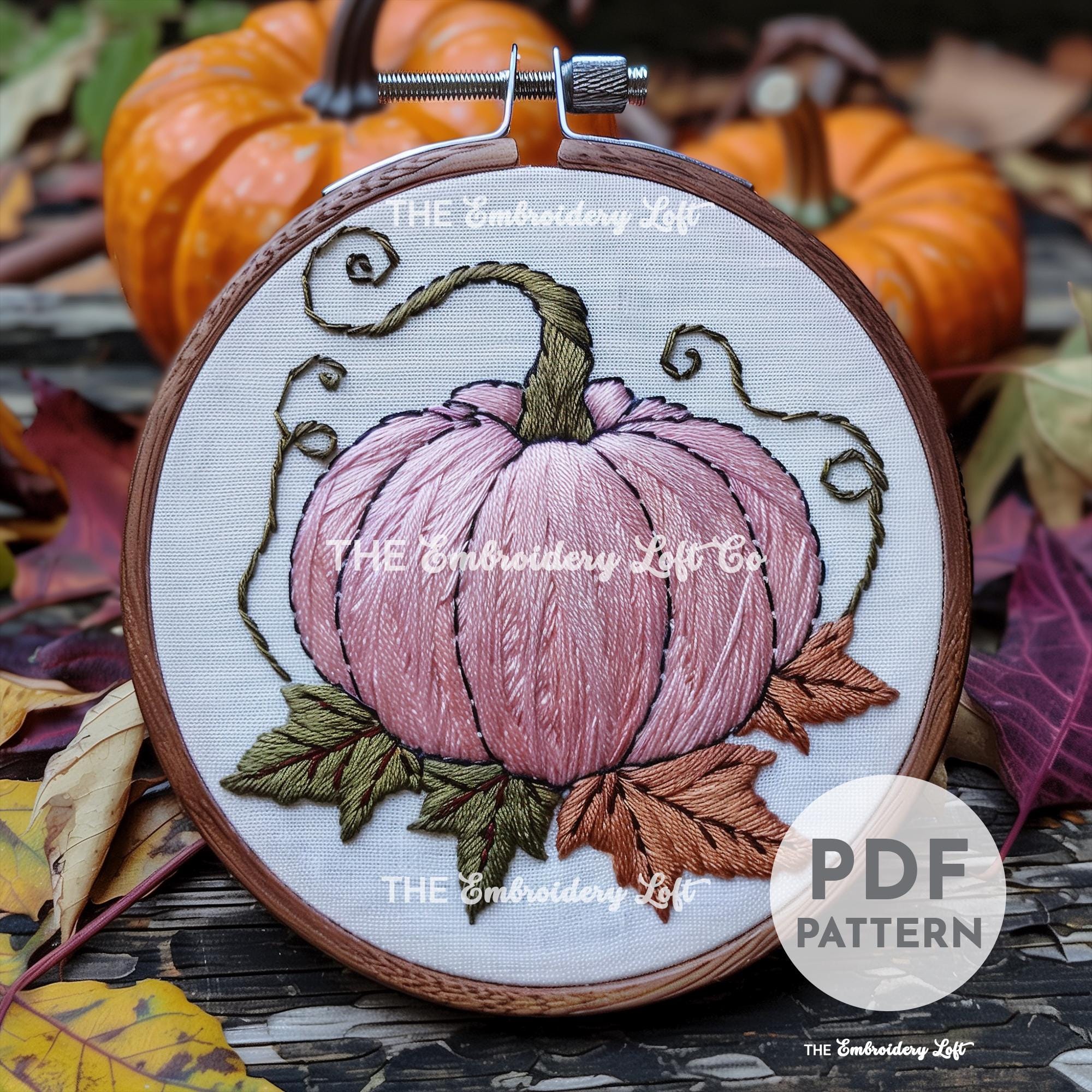 Pink Pumpkin Hand Embroidery Pattern