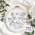 Red Phoenix Hand Embroidery Pattern
